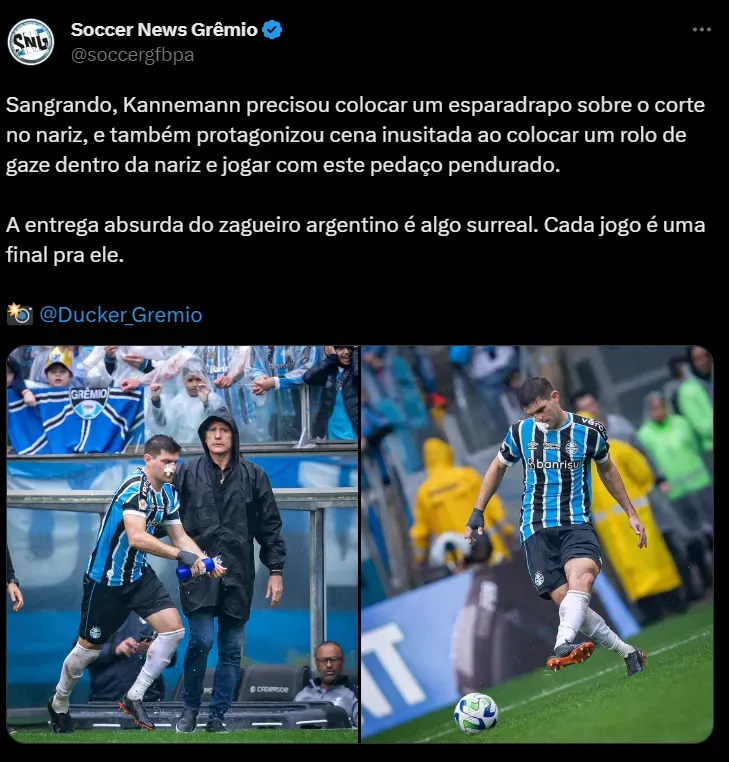 Ninguém teria coragem de fazer isso, literalmente SANGROU em campo:  Kannemann mostra porque é ÍDOLO do Grêmio e tem ATITUDE surpreendente