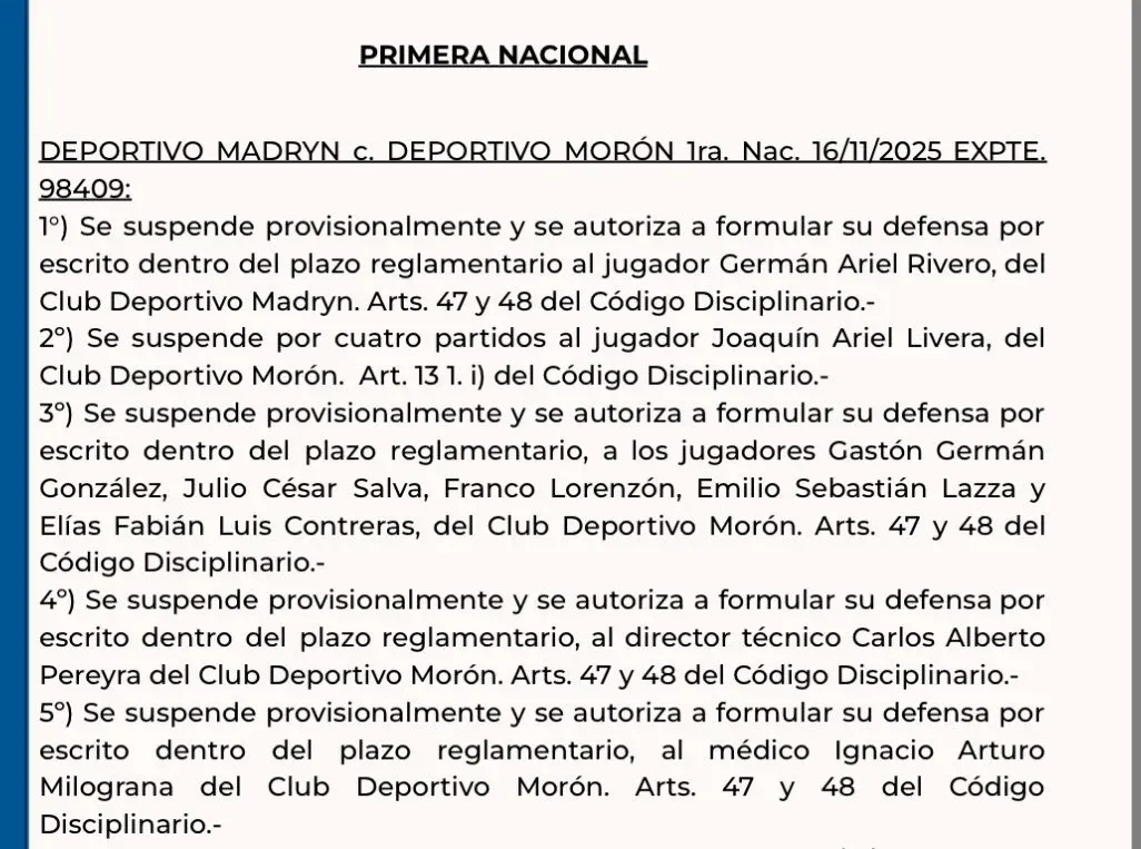 El fallo del Tribunal de Disciplina.