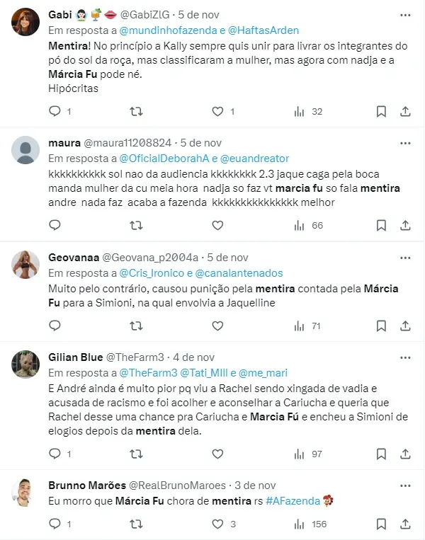 Internautas comentam sobre Márcia Fu – Foto: Twitter