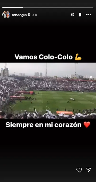 El mensaje de Agustín Orión a Colo Colo (Instagram)