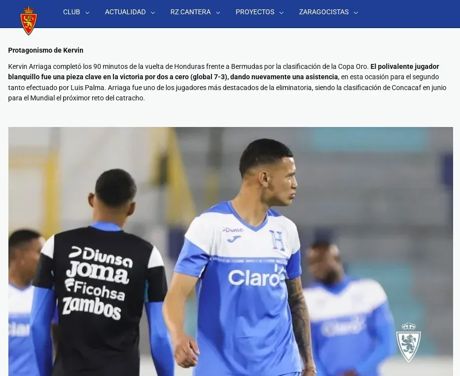 Real Zaragoza se rinde ante Kervin Arriaga por su partido ante Bermudas.