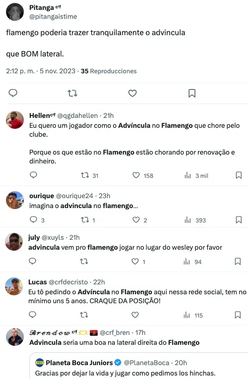 Los mensajes de los hinchas de Flamengo exigiendo a Luis Advíncula