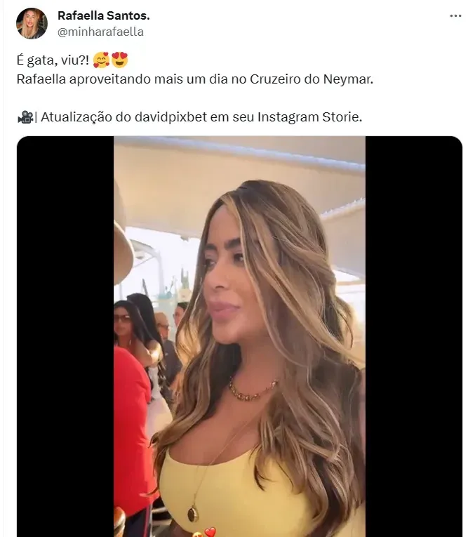 Rafaella Santos no cruzeiro do Neymar – Foto: Twitter.