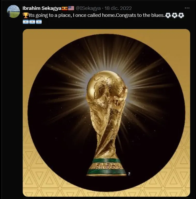 El posteo de Sekagya tras el título de Argentina en Qatar.