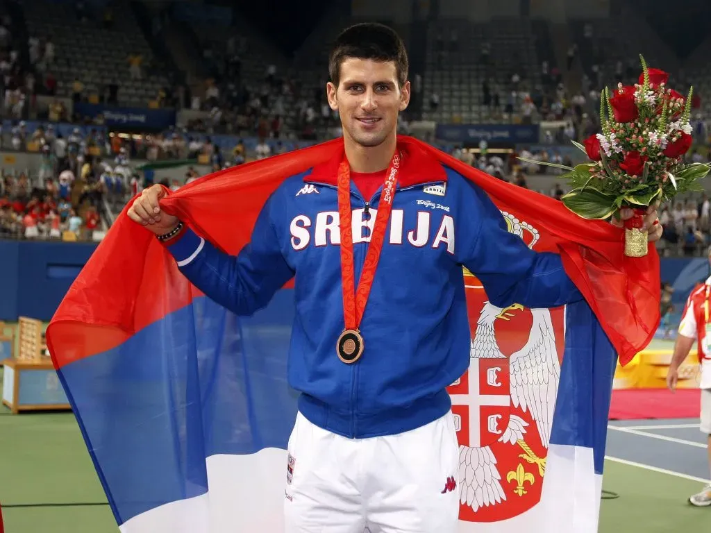Novak Djokovic en Beijing 2008 con su medalla de bronce (IMAGO)