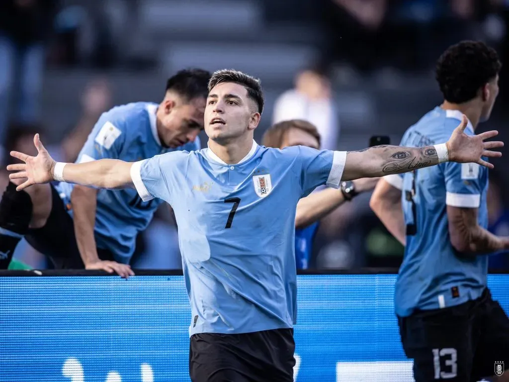 Anderson Duarte anotó el gol que mete a Uruguay en la final del Mundial Sub 20. Foto: Comunicaciones Uruguay.