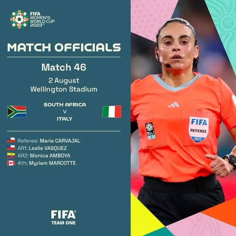Esta es la terna que finalmente dirigirá en el duelo entre Sudáfrica e Italia. No está Loreto Toloza.
