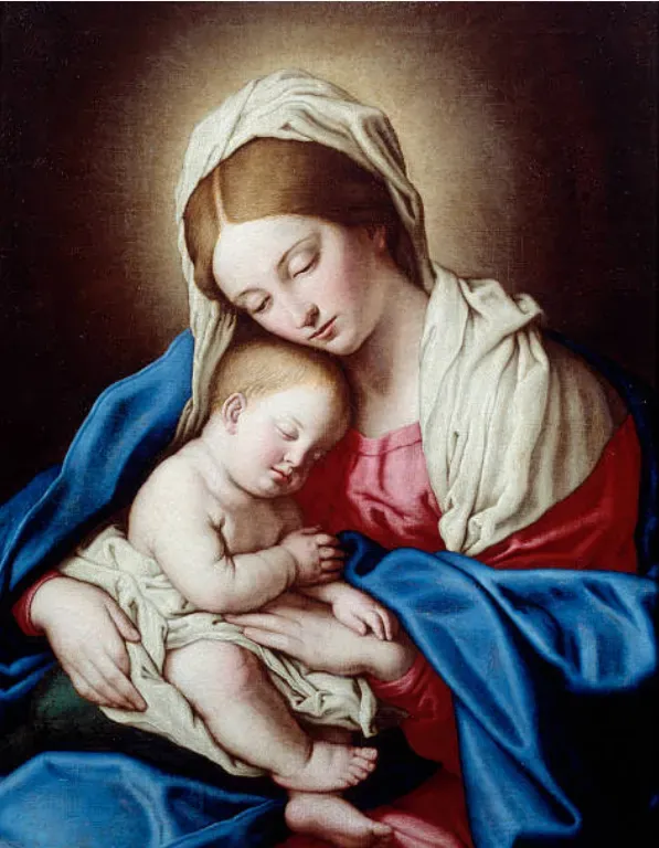 Pintura de la Virgen María con el niño Jesús