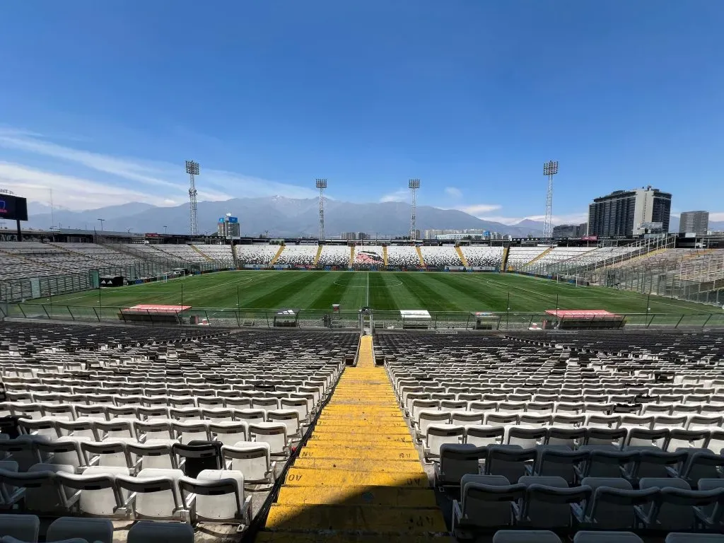 Así luce la cancha del Estadio Monumental en la previa del Colo Colo vs Unión Española. | Foto: Sebastián Munizaga / DaleAlbo.