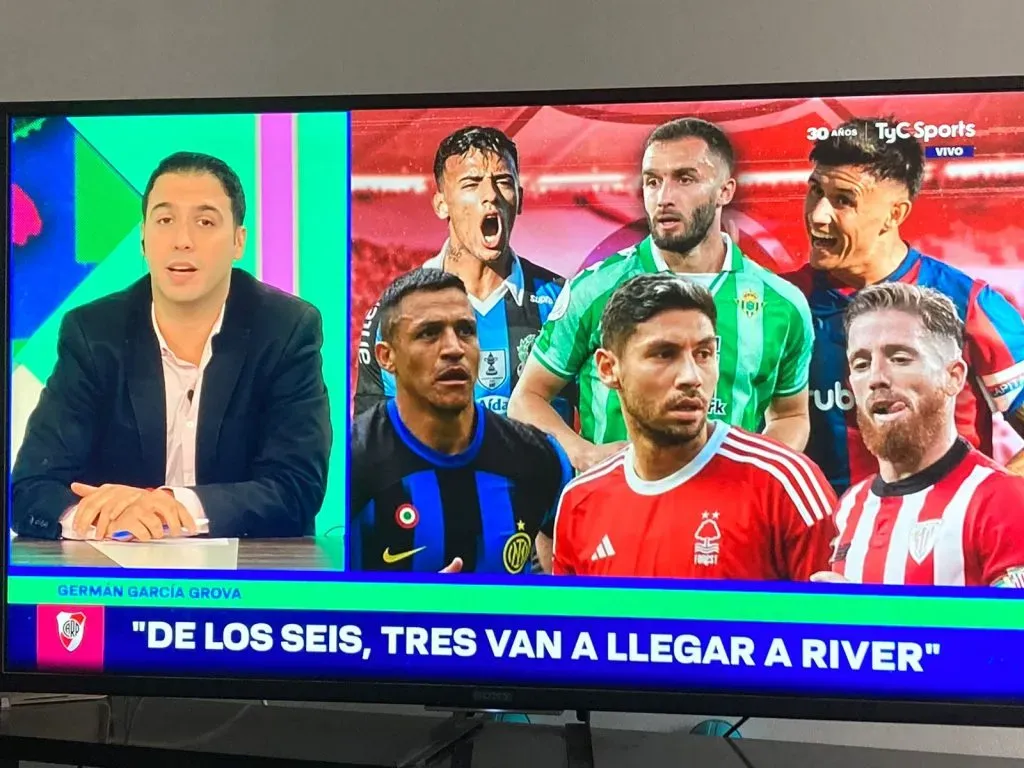 Germán García Grova y su información del mercado de River Plate. (Foto: TyC Sports).