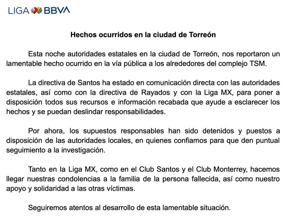 El comunicado de la Liga MX.