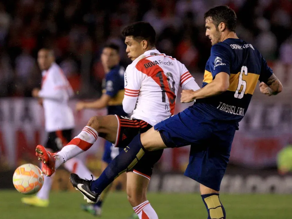 Teo Gutierrez jugando un Superclásico. (Foto: IMAGO / Xinhua).