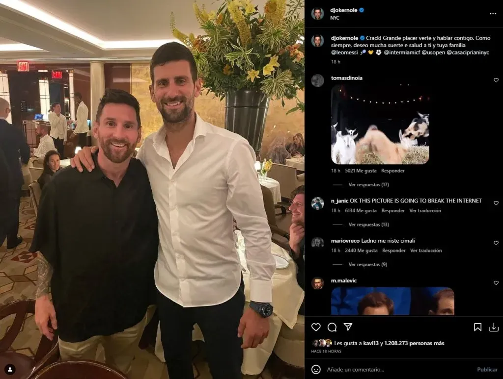 Lionel Messi y Novak Djokovic (Fuente: @djokernole)