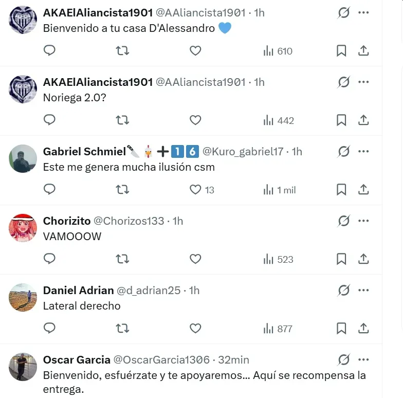 Los hinchas de Alianza Lima opinaron sobre el fichaje de D’Alessandro Montenegro. (Foto: X)