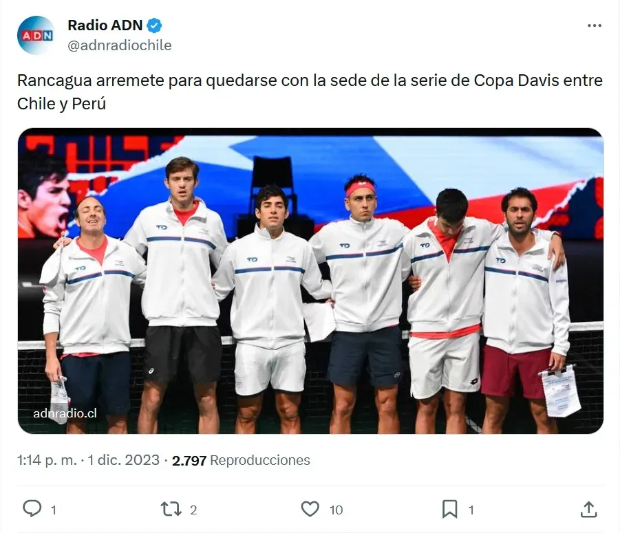 La información sobre llevar la Copa Davis a Rancagua (@adnradiochile)