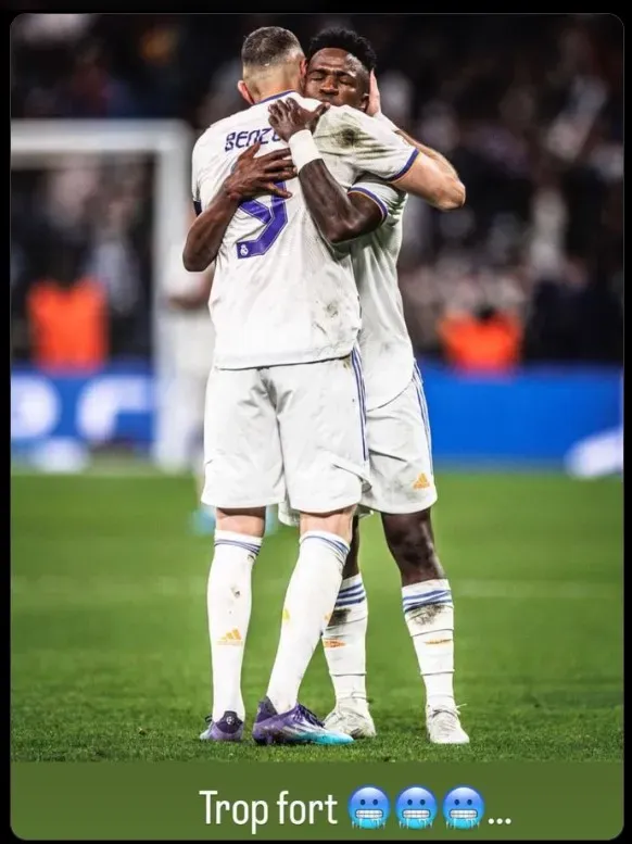 Karim Benzema&#039;s Instagram story supporting Vinicius Jr.