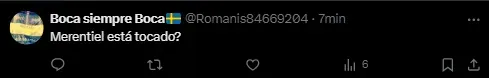 La reacción de los hinchas a la posible salida de Merentiel del equipo.