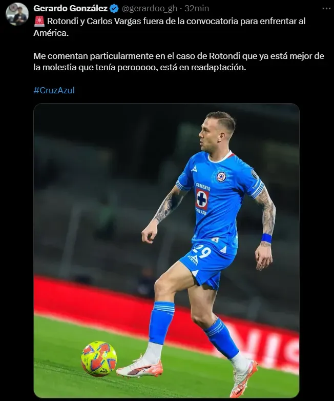 Carlos Vargas también causó baja contra América. (@gerardoo_gh)