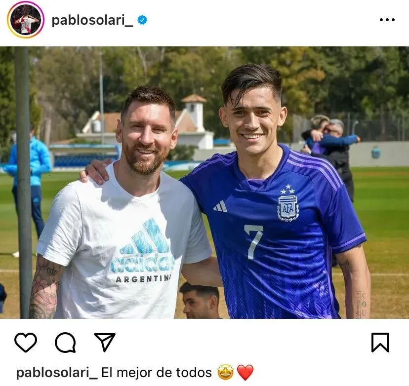 La foto de Pablo Solari junto a Lionel Messi. | Foto: Captura.