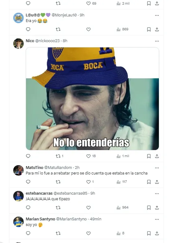 La reacción de los hinchas de Boca.