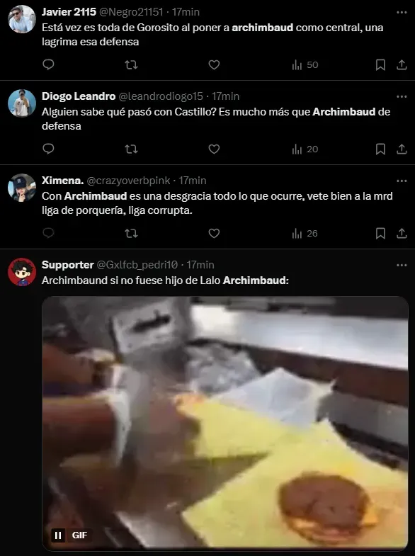 Hinchas molestos con Archimbaud (Foto: X).