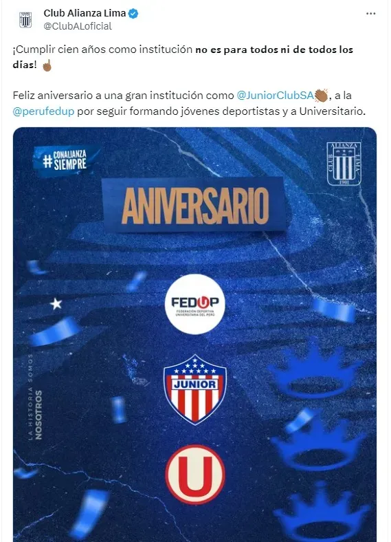 El saludo de Alianza a Universitario.