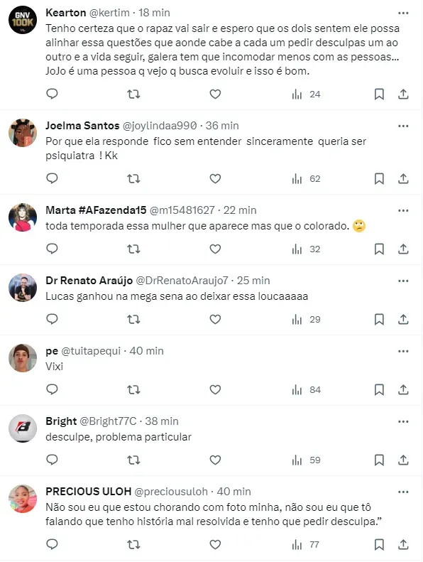 Internautas reagem ao vídeo de Jojo Todynho sobre Lucas Souza – Foto: Twitter