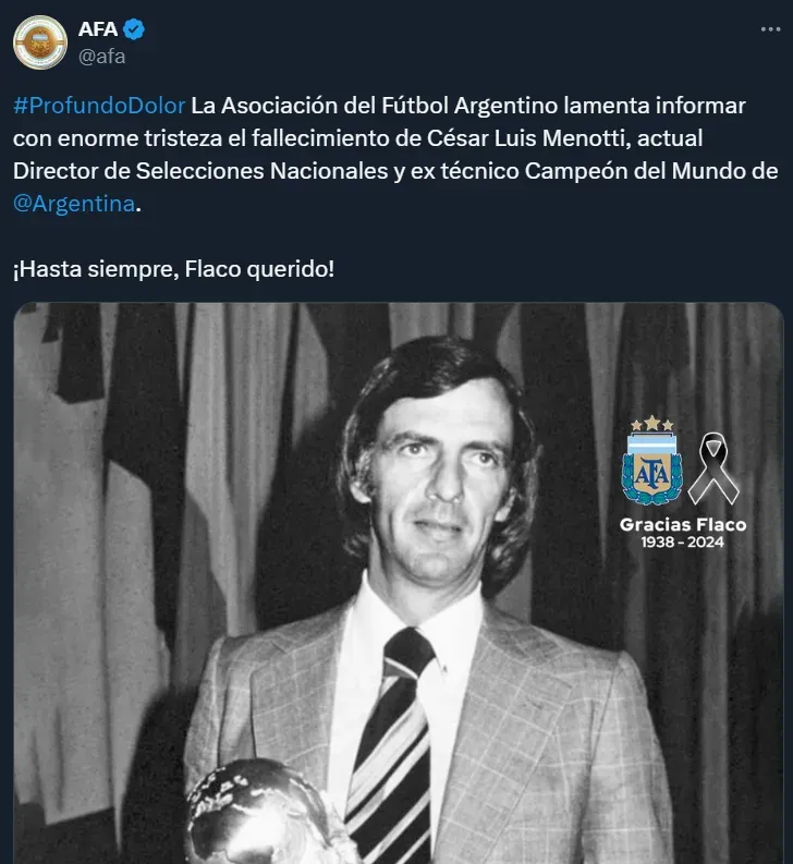 Así lo anunció la Asociación del Fútbol Argentino.