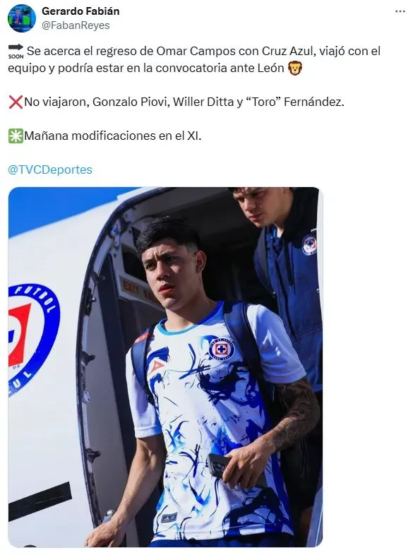 Un inesperado futbolista de Cruz Azul viajó junto al resto de la plantilla para afrontar el juego contra León por los cuartos de final del Clausura 2025. Después de una larga espera, Cruz Azul inic