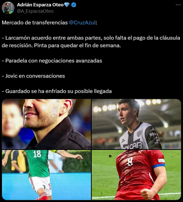 Según Adrián Esparza Oteo, el rumbo que ha tomado lo de Andrés Guardado con Cruz Azul. Noticias en tiempo real