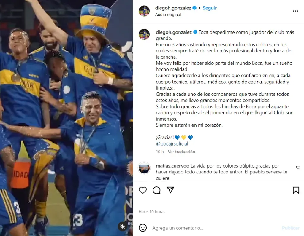 El posteo del Pulpo en Instagram.