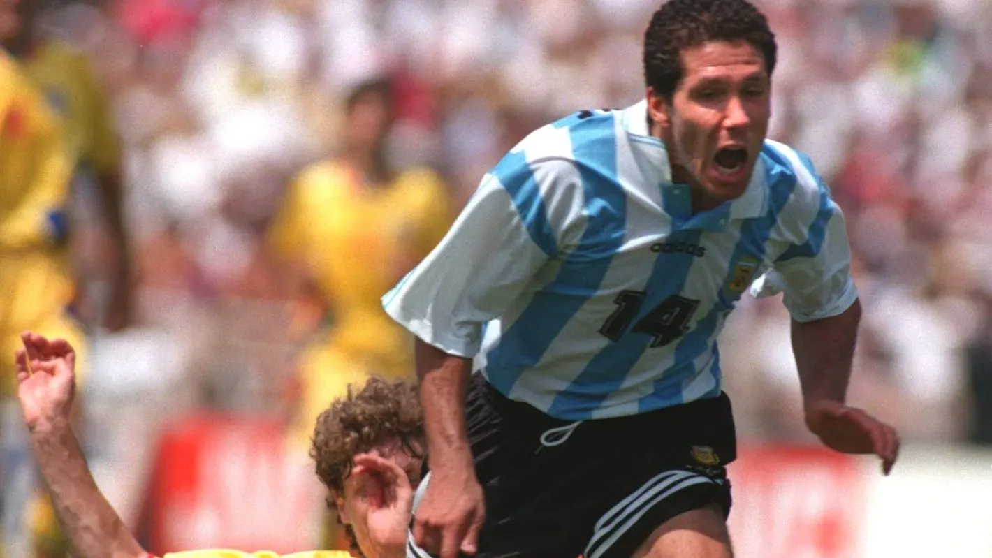 Diego Simeone en su etapa como jugador de la Selección Argentina. Getty Images.