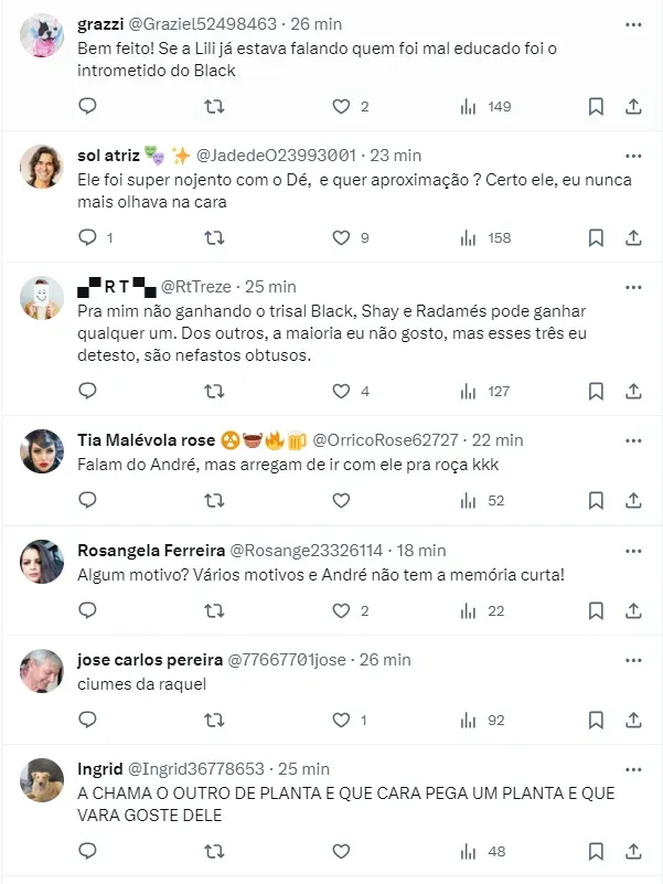 Internautas comentam as falas de Cezar Black sobre André Gonçalves – Foto: Twitter