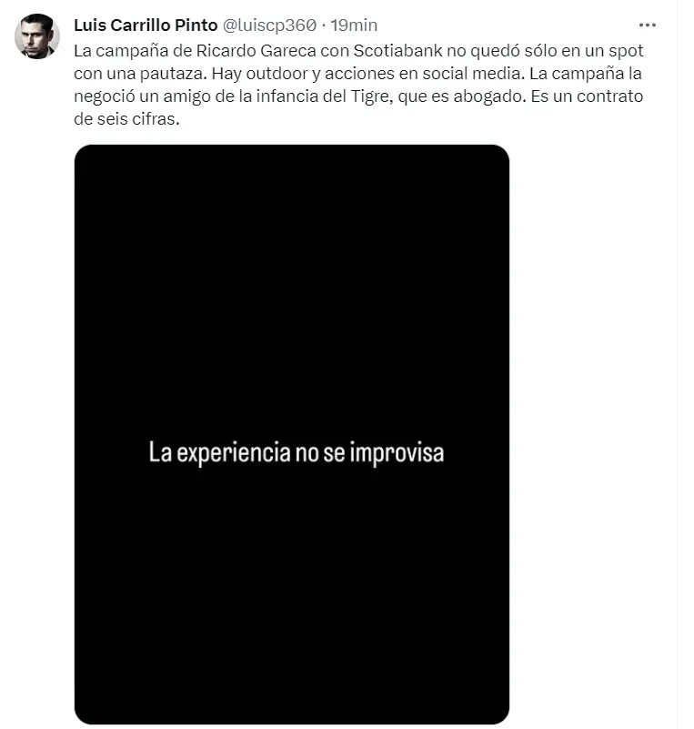 Luis Carrillo Pinto habló de la publicación de Ricardo Gareca que no era para Juan Reynoso. Foto: @luiscp360