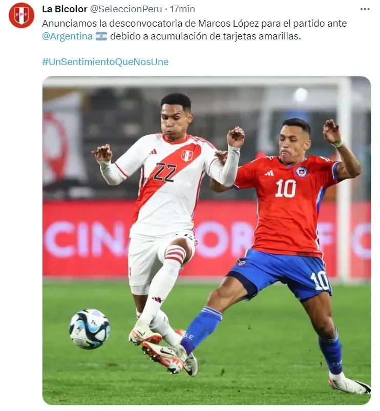 Juan Reynoso desconvocó a Marcos López del Perú vs Argentina. | Créditos: Selección Peruana.