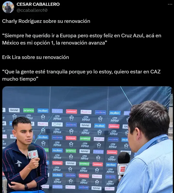 Charly Rodríguez confirmó el estado de su renovación con Cruz Azul: “Mi opción 1 es…”. Noticias en tiempo real