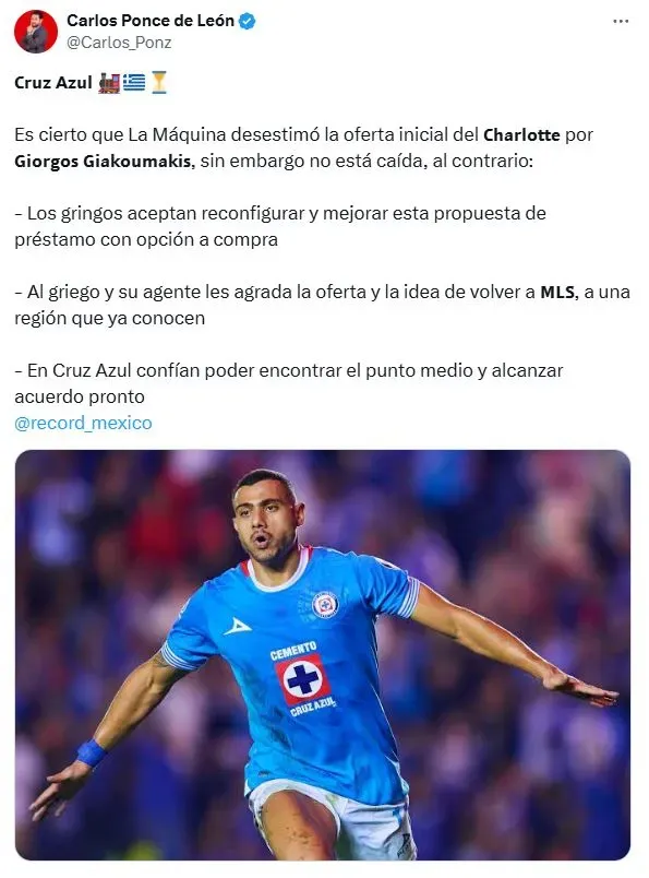 ¿Se retira? Charlotte FC tomó una decisión con Giorgos Giakouamkis (X)