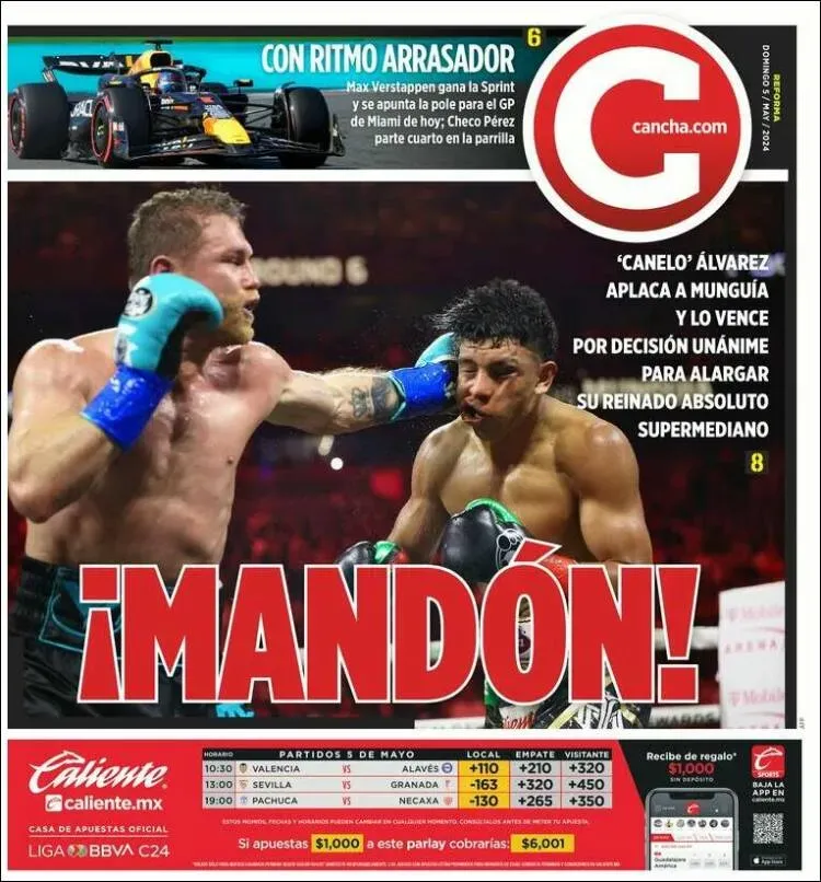 La portada del periódico Cancha. (Cancha)