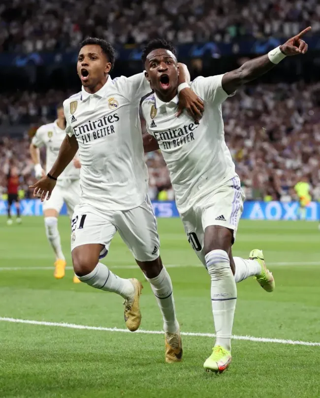 Rodrygo e Vinícius Júnior são protagonistas no Real Madrid. Foto: Julian Finney/Getty Images