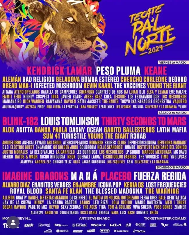 El line up del evento.