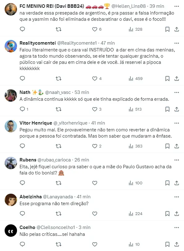 Internautas comentam sobre decisão de Boninho ao apagar post - Foto: Twitter