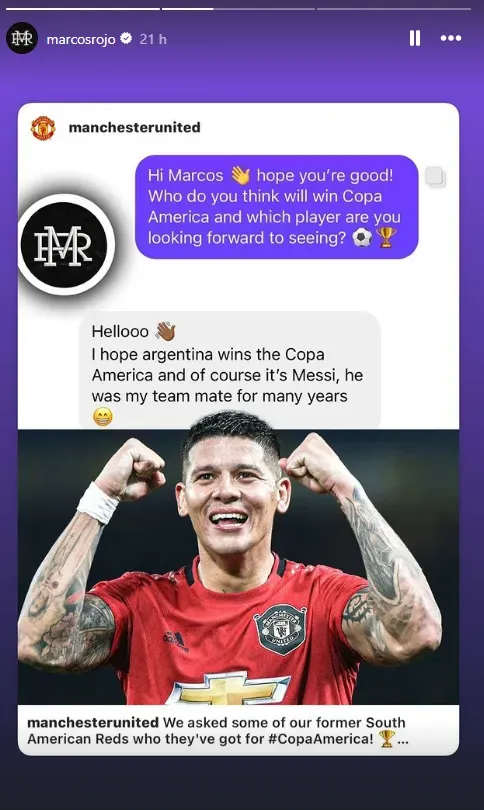 El diálogo entre Rojo y el Manchester. (Instagram)
