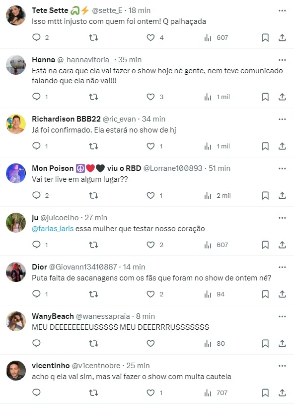 Fãs comentam sobre presença de Anahí no último show do RBD – Foto: Twitter