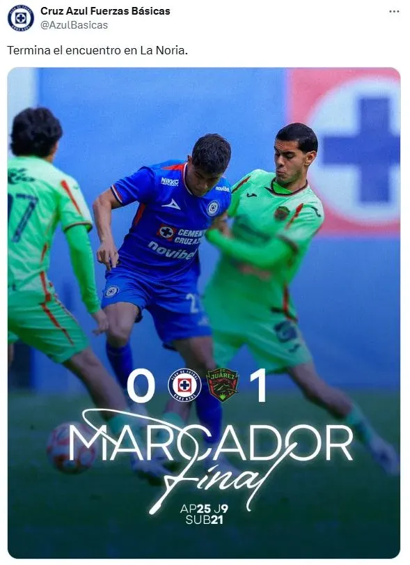 Sin jugadores del primer equipo: Cruz Azul Sub-21 volvió a caer (X)