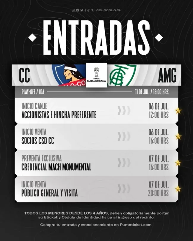 Colo Colo informó sobre el proceso de venta de entradas para la Copa Sudamericana.