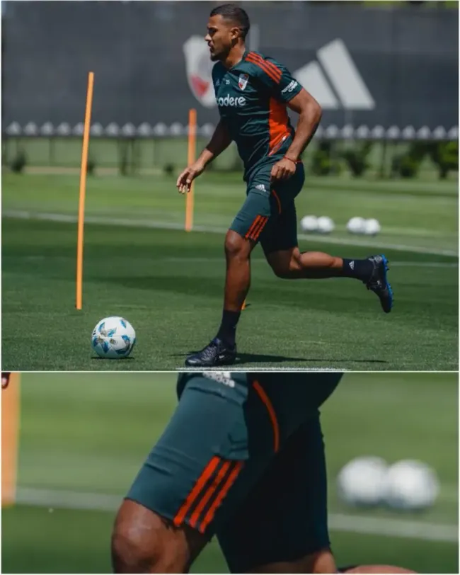 Rondón entrenó con un pantalón cortado que emula un short. (Foto: Prensa River).