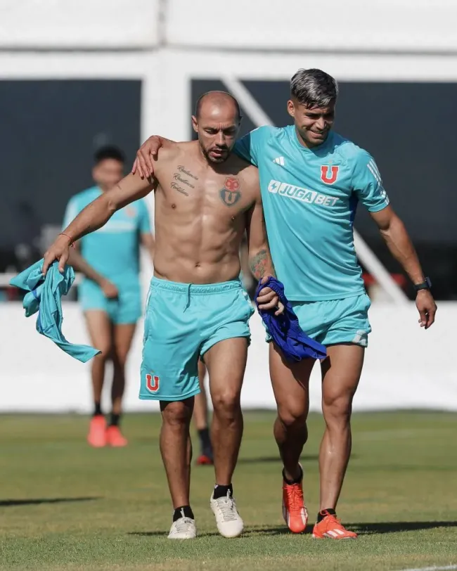 Marcelo Díaz y Fabián Hormazábal en la pretemporada de U de Chile en el CDA. Foto: U de Chile.