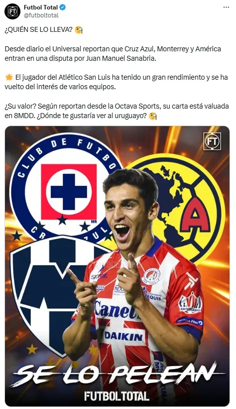 ¿Y Cruz Azul? Juan Sanabria suma dos grandes de Liga MX en la lista de candidatos para ficharlo. Noticias en tiempo real