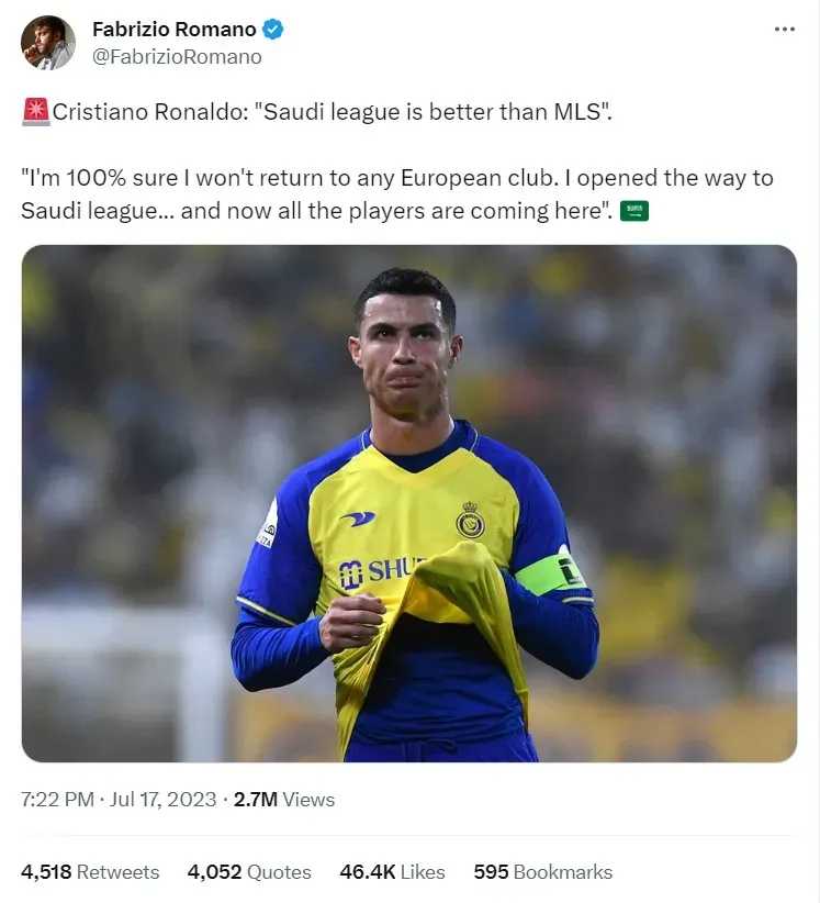 It's not Lionel Messi & MLS vs Cristiano Ronaldo & the Saudi Pro