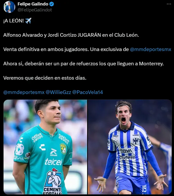 Cortizo, que sonó en Cruz Azul, se va a León por un dinero inferior al que le pidieron. (@FelipeGalindot)